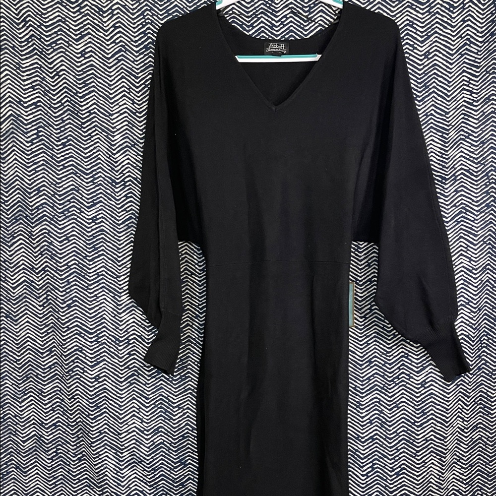 Chic Black Long Sleeve Sweater Dress